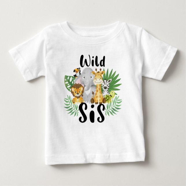 Wild One SiS Boy 1st Birthday Jungle Safari Baby T-Shirt (Front)