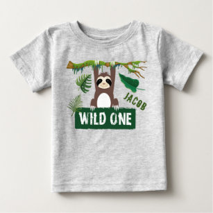 Wild One Sloth 1st Birthday Baby T-Shirt