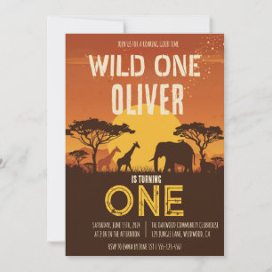 Wild One Sunset Safari First Birthday Invitation