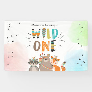 Wild one Table backdrop banner Tribal Woodland