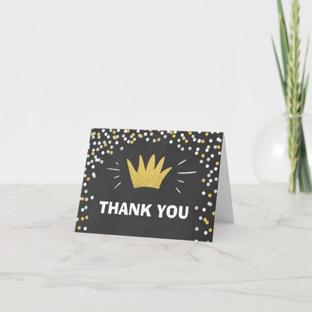 Wild One Thank you card Crown Wild Things Boy Gold (Front)