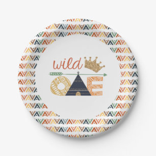 Wild One Theme Plates Aztec Tribal Party Plates