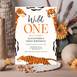 Wild One Tiger 1st Birthday Party Invitation