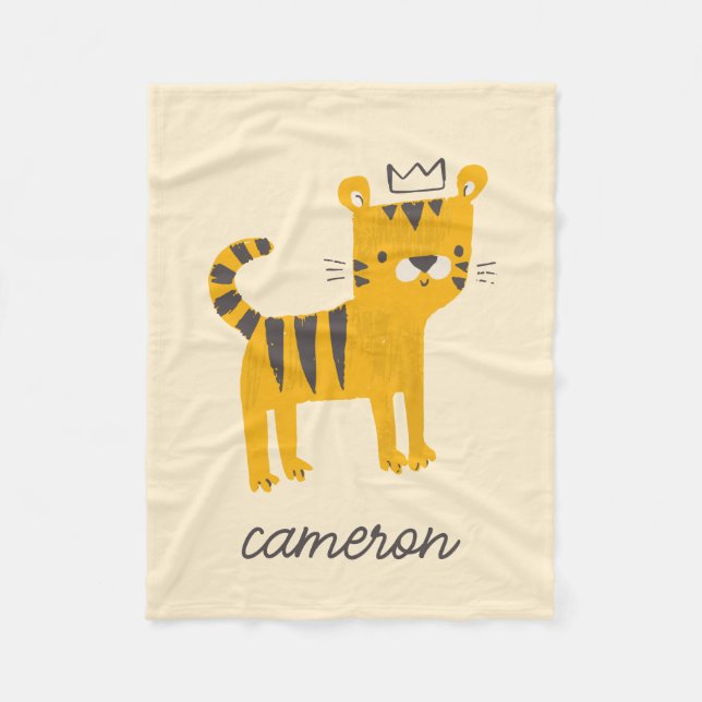 Wild One Tiger Cat Fleece Blanket (Front)