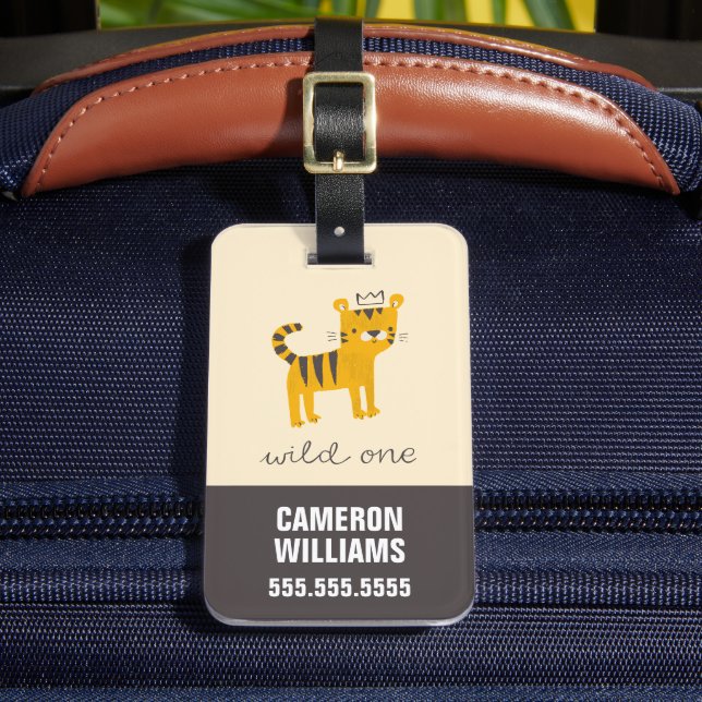 Wild One Tiger Cat Luggage Tag (Front Insitu 2)