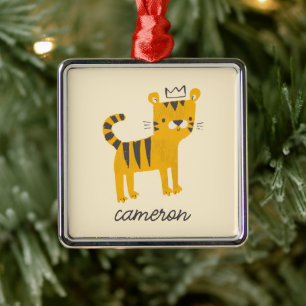 Wild One Tiger Cat Metal Ornament