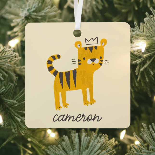 Wild One Tiger Cat Metal Tree Decoration (Insitu)
