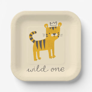 Wild One Tiger Cat Paper Plate