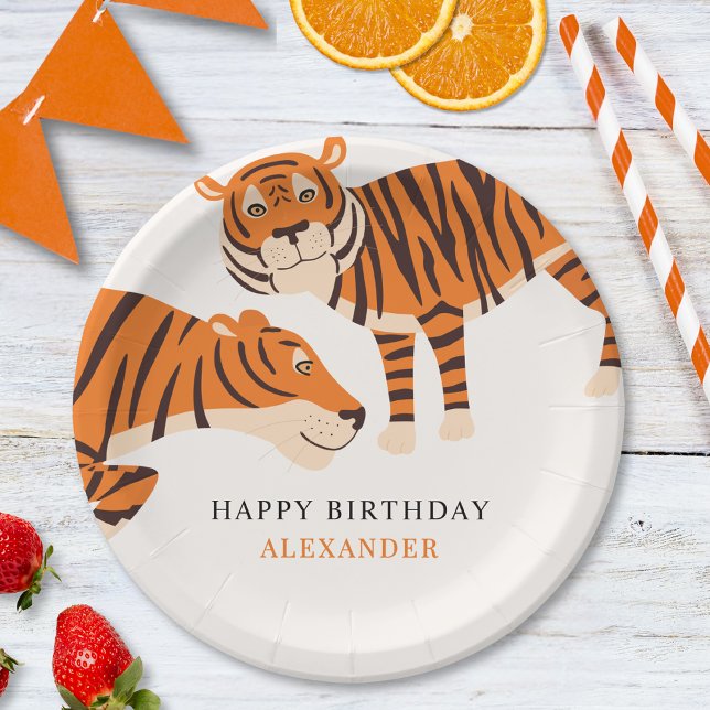 Wild One Tiger Happy Children's Birthday  Paper Plate (Creator Uploaded)