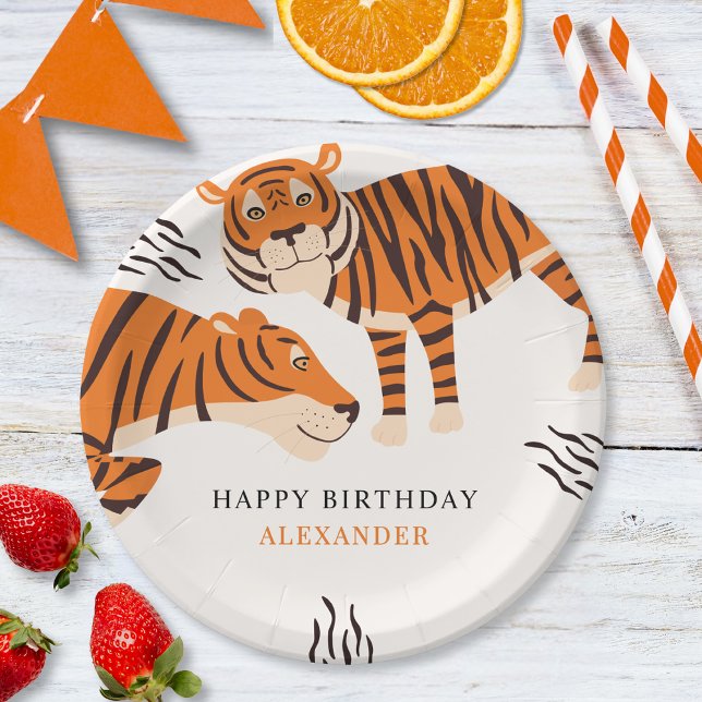 Wild One Tiger Happy Children's Birthday  Paper Plate (Creator Uploaded)