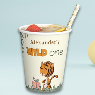 Wild One Tiger Jungle 1st Birthday Paper Cups