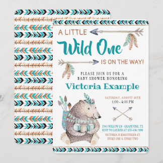 Wild One Tribal Baby Shower Invitations