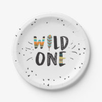 Wild One Tribal First birthday Paper Plates Boho