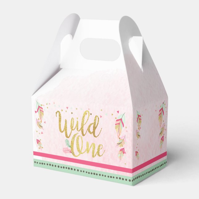 Wild One Tribal Gold First Birthday Favour Box Gir (Front Side)