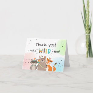 Wild One Tribal Woodland Animals Thank You Card