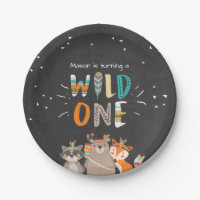Wild One Tribal Woodland birthday Paper Plates