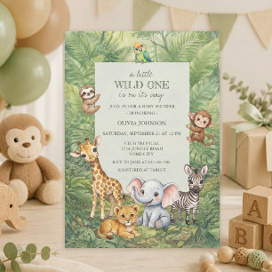 Wild One Tropical Jungle Baby Shower Invitation