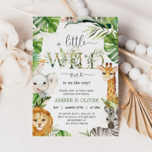 Wild One Tropical Jungle Boho Safari Baby Shower Invitation