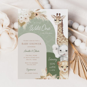 Wild One Tropical Jungle Boho Safari Baby Shower Invitation