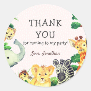 Wild One Tropical Rain Forest Thank You Birthday Classic Round Sticker