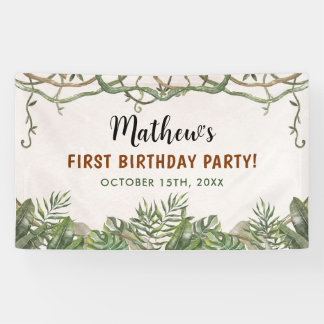 Wild One Tropical Safari First Birthday Banner