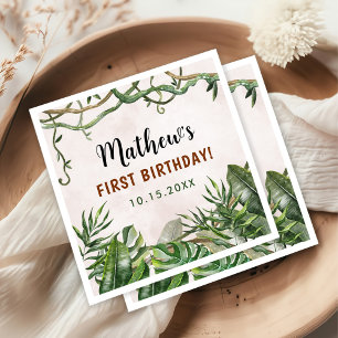 Wild One Tropical Safari First Birthday Napkin