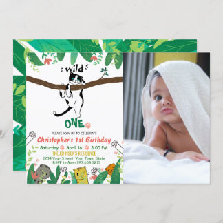 Wild One Tuxedo Kitty Kids 1st Birthday Invitation