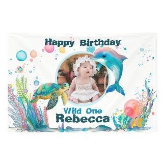Wild One Undersea 1st birthday Photo Banner