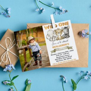 Wild One Watercolor Safari Animals Birthday Photo  Postcard