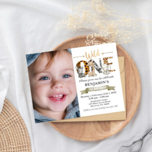 Wild One Watercolor Safari Animals Birthday Postcard