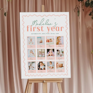 Wild One Wildflower 1st Birthday Photo Collage Poster
