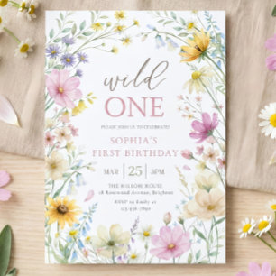 Wild One Wildflower Birthday Invitation, Editable Invitation
