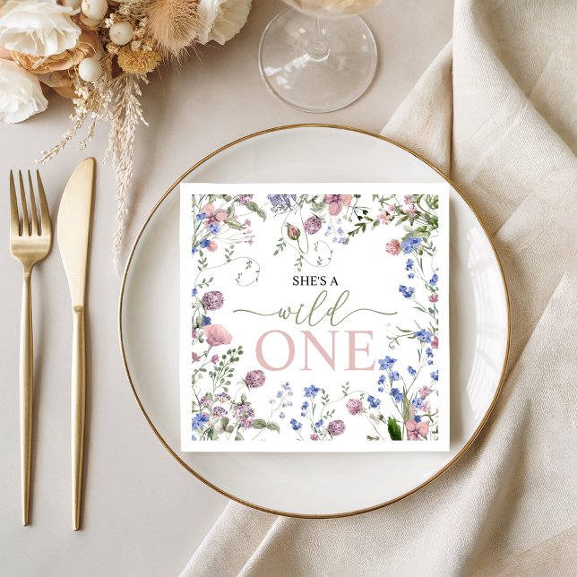 Wild One Wildflower Birthday Napkins (Creator Uploaded)
