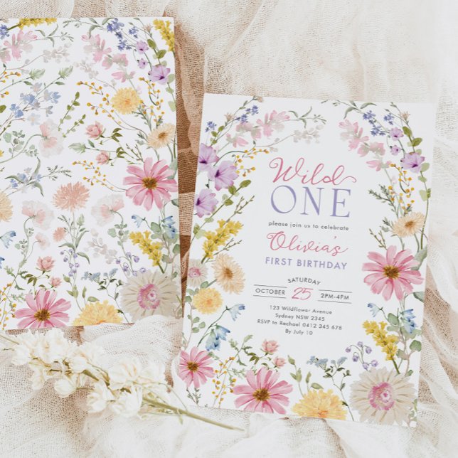 Wild One: Wildflower First 1st Birthday Invitation (Creator Uploaded)