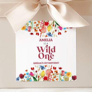 Wild One Wildflower First 1st Birthday Party Favou Square Sticker