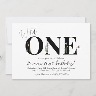 Wild One Wildflower First Birthday Invitation