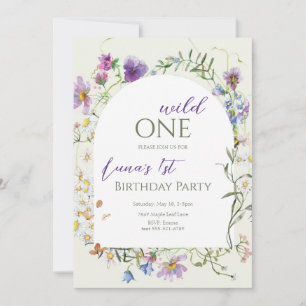 Wild One Wildflower First Birthday Invitation