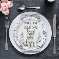 Wild One wolf themed birthday party tableware