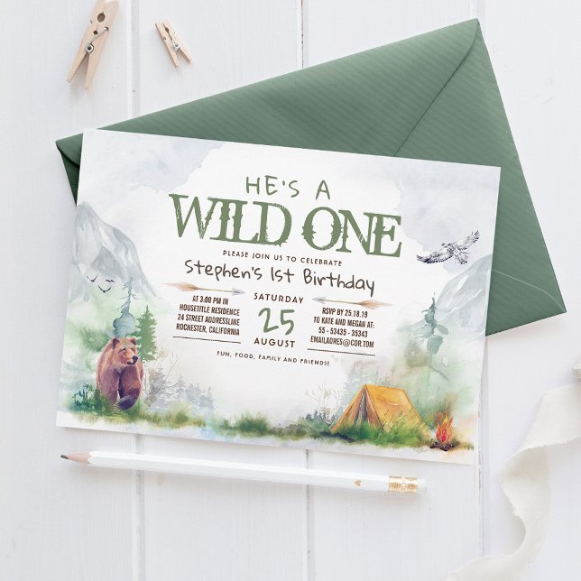 Wild One Woodland Adventure Any Age Birthday Party Invitation (Creator Uploaded)