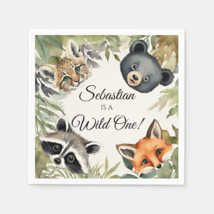 Wild One Woodland Animal Birthday Party Napkin