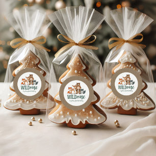 Wild One Woodland Animal First Birthday Classic Round Sticker