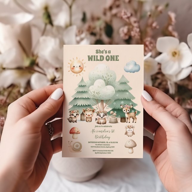 Wild One Woodland Animal First Birthday  Invitation (Creator Uploaded)
