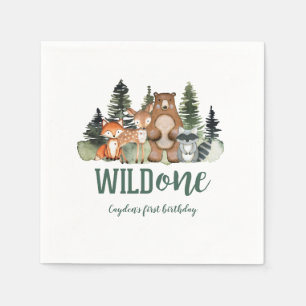 Wild One Woodland Animal First Birthday Napkin