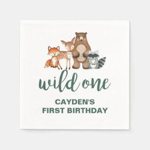 Wild One Woodland Animal First Birthday Napkins