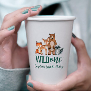 Wild One Woodland Animal First Birthday Paper Cups