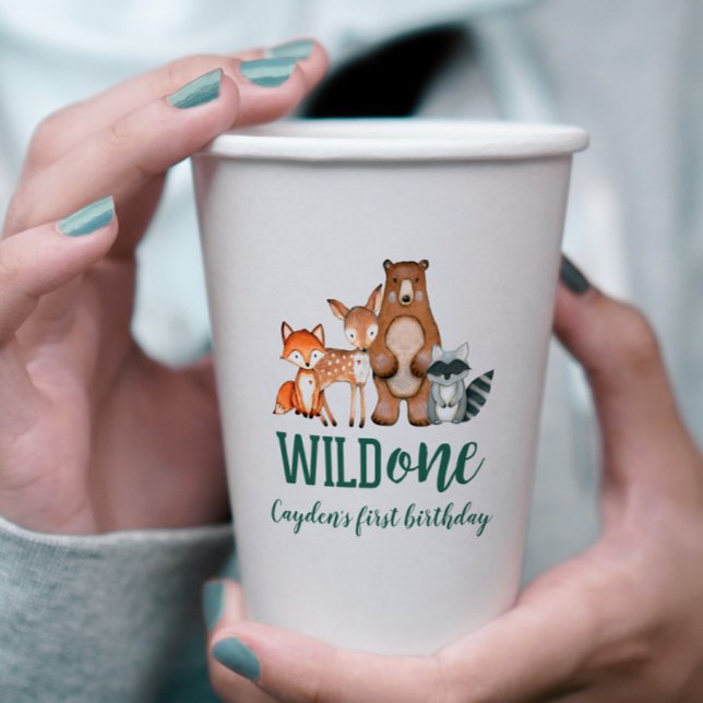 Wild One Woodland Animal First Birthday Paper Cups (Creator Uploaded)
