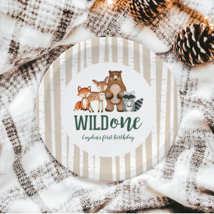 Wild One Woodland Animal First Birthday Paper Plat Paper Plate