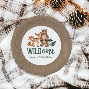 Wild One Woodland Animal First Birthday Paper Plate