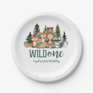 Wild One Woodland Animal First Birthday Paper Plate