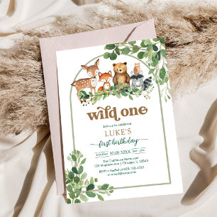 WIld One Woodland Animals 1st Birthday Invitation